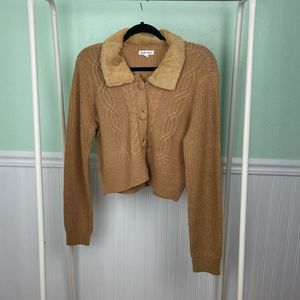 Derek Heart Tan Button Up Sweater